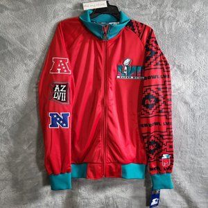 Starter Red Michael Strahan NFL Super Bowl LVII Embroidered Track Jacket Sz L